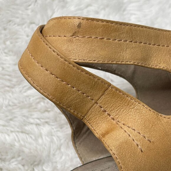 Elizabeth & James Women's Tan Green High Heel Sandal Leather Shoes Size 7.5 - Picture 9 of 14